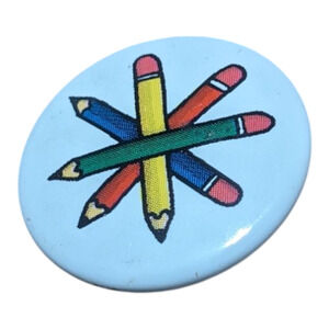 Vintage American Girl School Pencil‎ Pinback Button Pleasant Company 1995